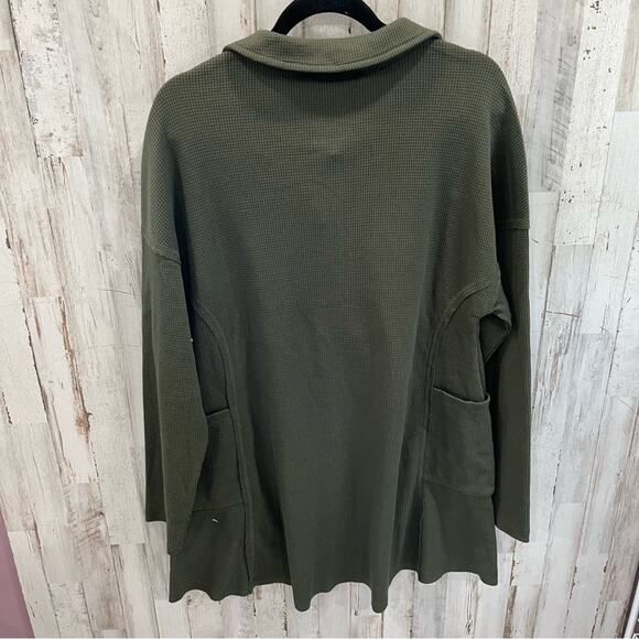 New! Boutique Olive Through Waffle Mini Dress Pockets Womens Medium - Picture 4 of 6